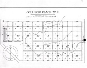 Plat Map of College Place No. 2 Addition showing street layout of 1892. Alder has been changed to SW 10thStreet, Poplar to SW 8th Street and Maple to SW 6th Street As Lot 2, Block 25 is on the north side of SW 9th Street, it is apparent that SW 9th Street was put through between Alder and Poplar at a later date although what year this was done could not be established.