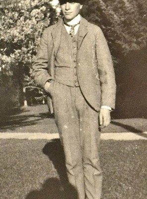 Ben Gerard Stone, about age 20, on the grounds of the Stone house on South 2nd. B. F. Stone photo collection, Whitman Archives.