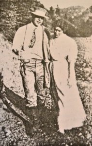 Ben and Mary Stone on a fishing trip. Mary had enjoyed nature walks prior to her marriage to Ben, following which she began to accompany Ben when he would go fishing. Gregory Stone Genealogy photo.