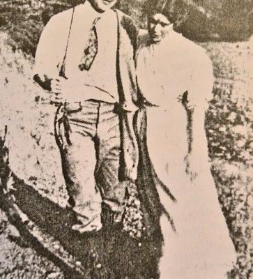 Ben and Mary Stone on a fishing trip. Mary had enjoyed nature walks prior to her marriage to Ben, following which she began to accompany Ben when he would go fishing. Gregory Stone Genealogy photo.