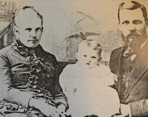 M. Anna and B. F. Stone with son George, 1865. Gregory Stone Genealogy photo.