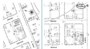 Sanborn Fire Maps. Left: August 1884; right May 1889.