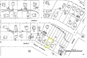 The first edition of the 1905 Sanborn Fire Map clearly shows the existing house at 531 Newell Street.