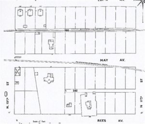 The first edition of the 1905 Sanborn Fire Map showing the Herrick home on Lot 21, Block 10.