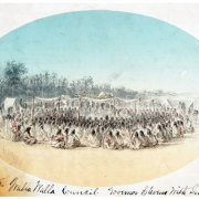 1855 Council, drawing by Gustav Sohon