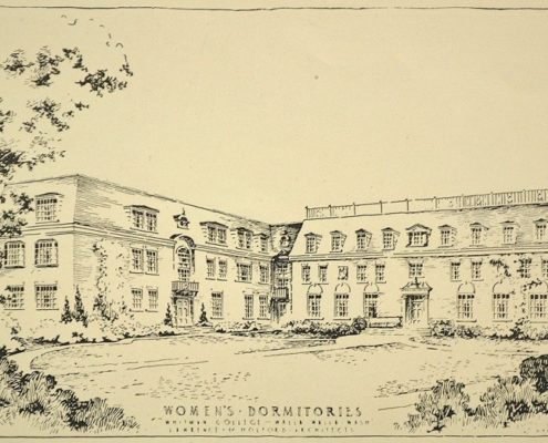 Lawrence & Holford’s drawing of Prentiss Hall, 1926. Whitman Archives.