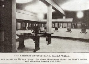 The remodeled interior of Farmers Bank in 1920.