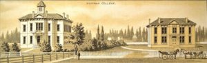 Whitman College as it appeared when A. J. Anderson became its first president. West Shore magazine, undated page, 1880s. Whitman Archives illustration.